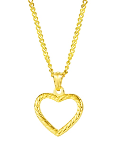 1999 [gold single pendant] Titanium Steel Minimalist  Hollow Heart  Pendant